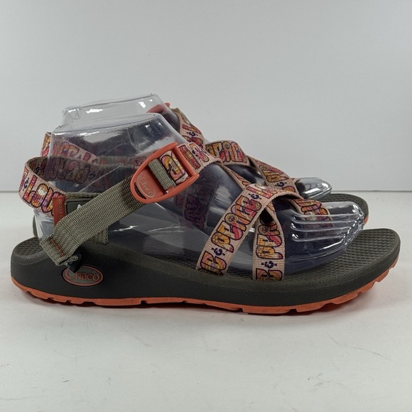 Chaco Shoes - Chaco Z/2 Adjustable Strap Love Peace Sandal Orange Gray‎ Women's Size 8